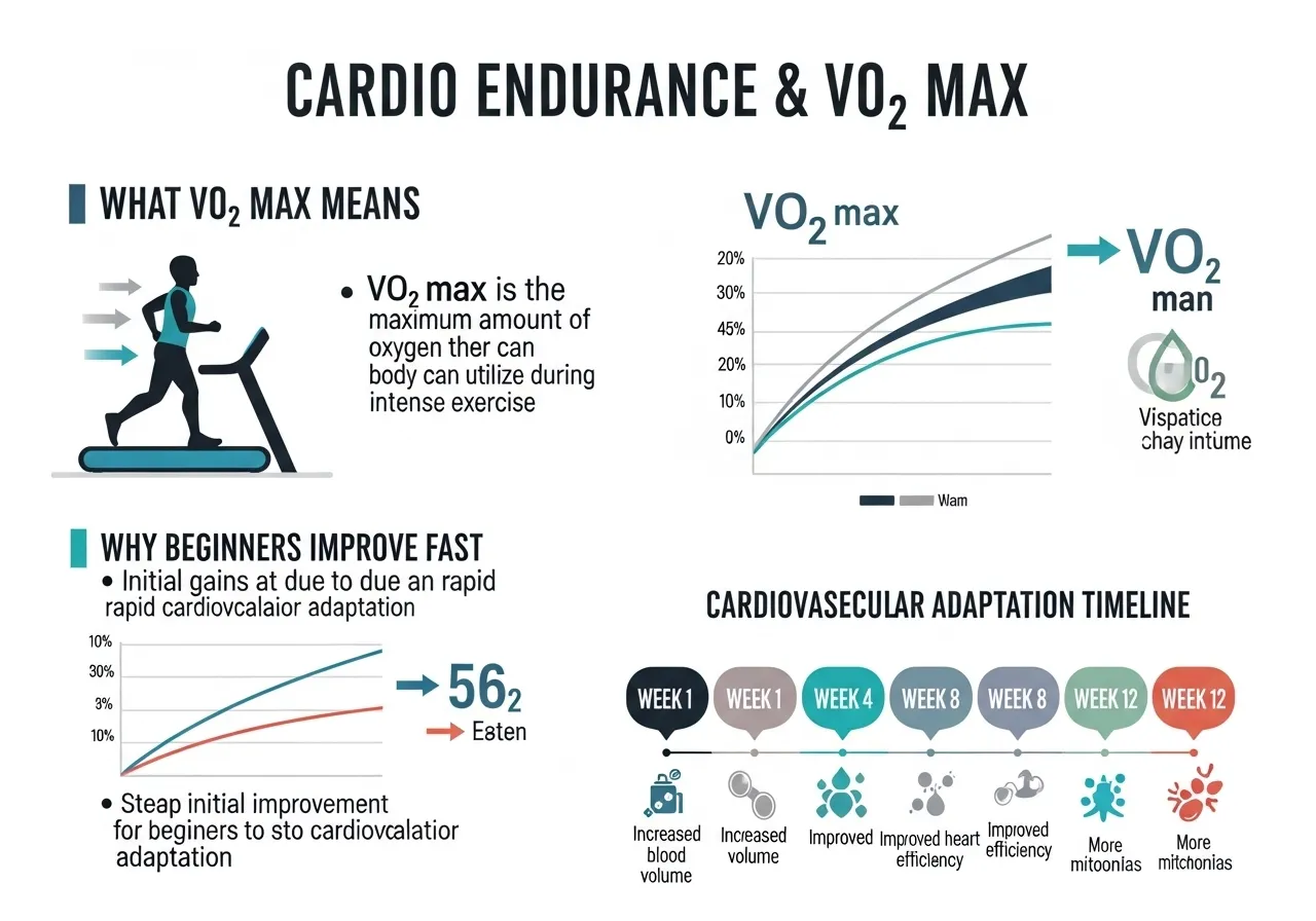 cardio endurance VO2 max physiology beginner improvement rate