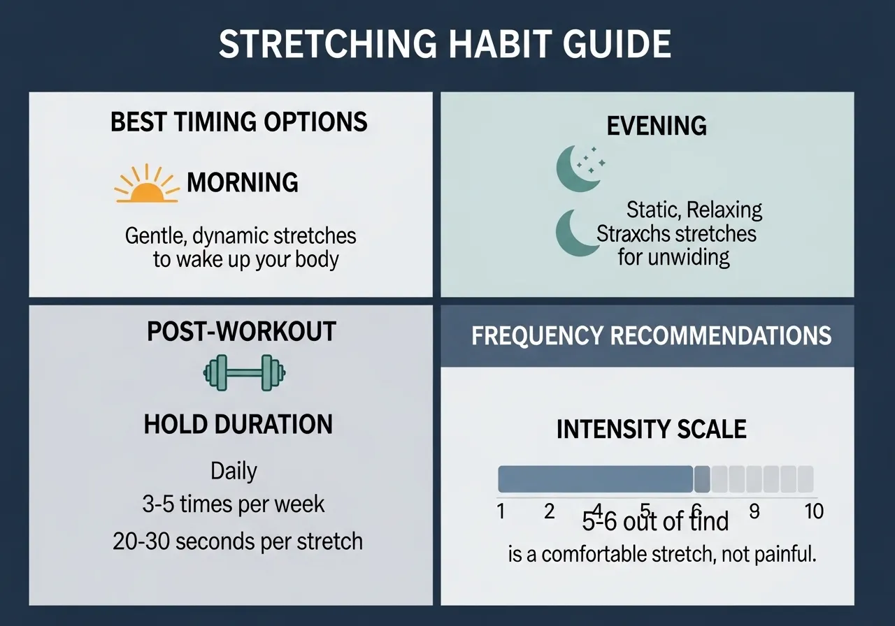 daily stretching habit when to stretch morning evening after exercise frequency