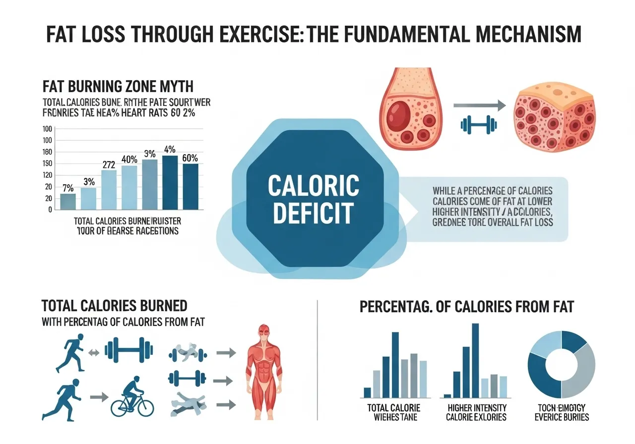 exercise fat loss mechanism caloric expenditure fat burning zone misconception