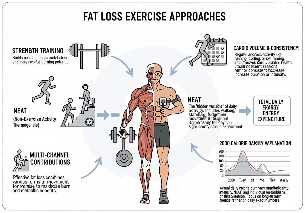 strength training fat loss cardio NEAT non exercise activity thermogenesis comparison